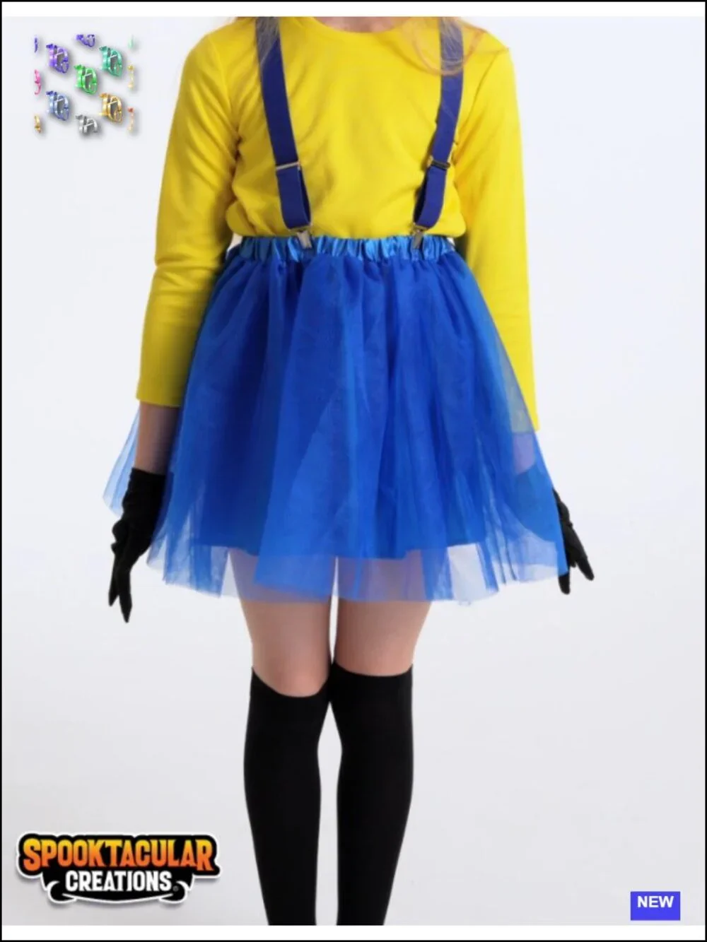 Girls Halloween Tutu Costume Set Long Sleeve Shirt with Hat Gloves Suspenders